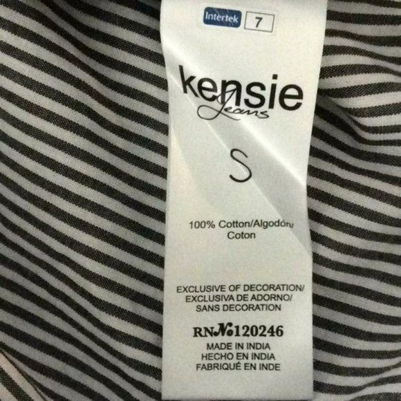 Kensie Jeans Striped Button Down Shirt Bow Sleeve‎ Small - Picture 8 of 8
